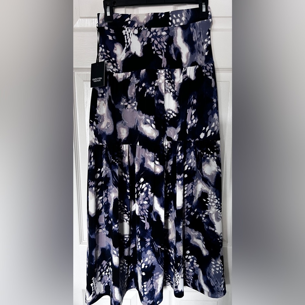 Simply Vera Vera Wang Abstract Maxi Skirt - Navy and White Size XS- NWT
